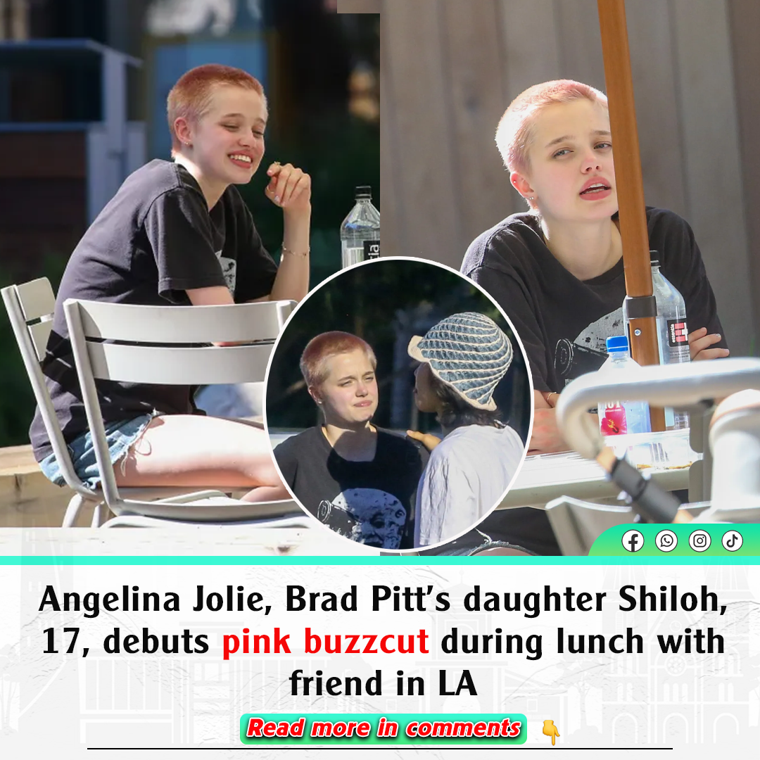 Angelina Jolie Brad Pitts Daughter Shiloh 17 Debuts Pink Buzzcut During Lunch With Friend In