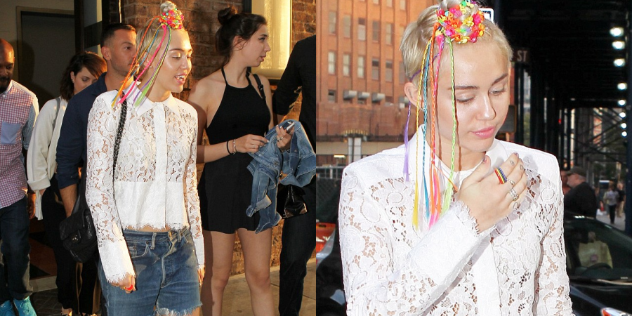 “Rainbow Goddess: Miley Cyrus Flaunts Vibrant Hair Braids During a ...