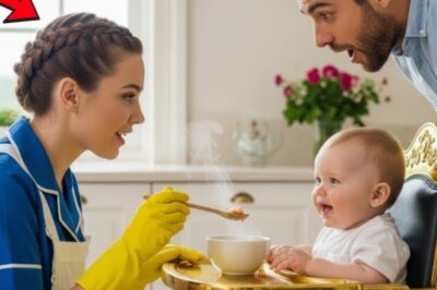 💥O bebê do milionário recusava a comida… até que a faxineira pobre fez o impensável